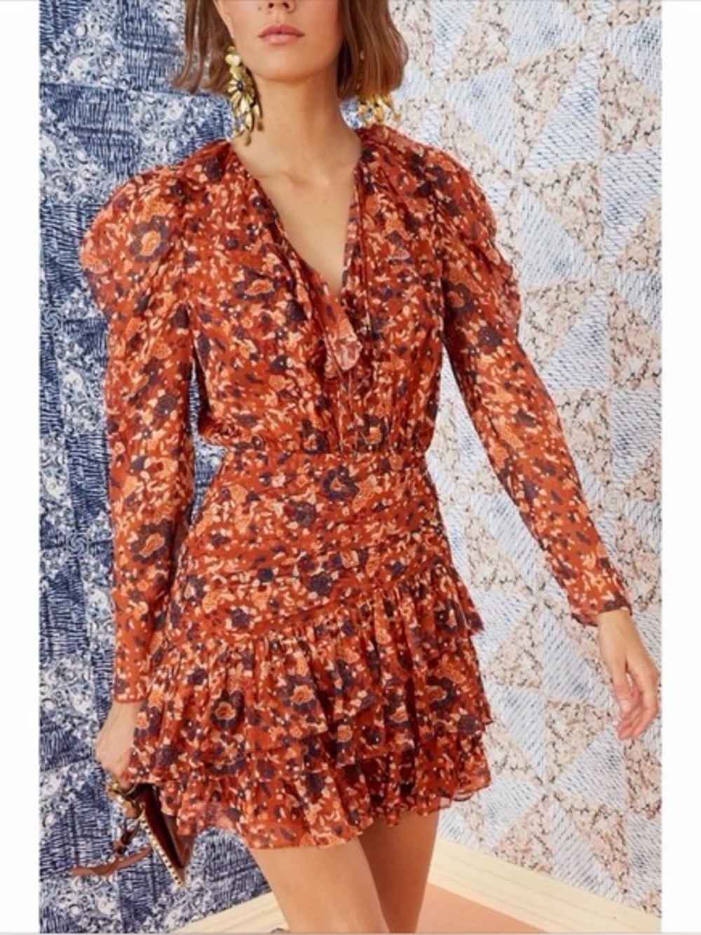 Ulla Johnson 2 Cecily Silk Floral Mini Dress Poppy
